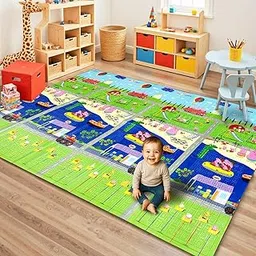 Wembley Peppa Pig Foldable 2-in-1 Playmat| Soft & Thick (8MM Thick) Reversible, Waterproof Baby & Toddler Crawling Mat| Educational & Interactive Foam Mat for Indoor/Outdoor Use| EVA Foam, Easy to Clean Babymat with Alphabet (Peppa Pig)-picture-11