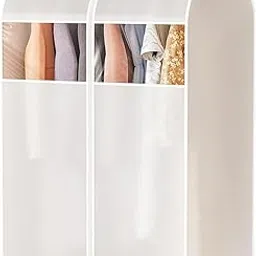 HASTHIP polyvinyl chloride Wardrobe Hanging Clothes Storage Bag,47.2'' Garment Bags For Large Frosted Garment Rack Cover Bags Clothing Storage Bag With Zipper,Transparent-image-53