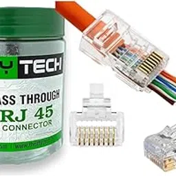 Thrifty Tech (Pack of 100 RJ45 Cat 6 Pass Through Rj45 Modular Plugs For Solid Or Stranded Utp Cable, Cat6 Pass Through Connectors, Clear. (RJ 45 Pass Through Zeck)-image-69