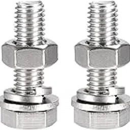uxcell M10 x 40mm Hex Head Screws Bolts, Nuts, Flat & Lock Washers Kits, 304 Stainless Steel Fully Thread Hexagon Bolts 4 Sets-picture-13