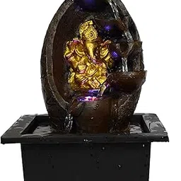 Briovy Waterfall Fountain Indoor Home Decor Polyresin Indoor/Outdoor Water Fountains with LED Lights, Home Decor, Decoration Living Room, Birthday Gift, (FN4) (Design 6)-picture-10