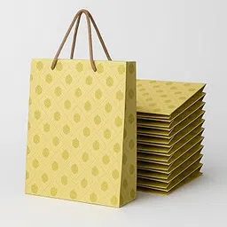 Paper Bags with Handle for Gifts– Decorative Multicolour Kraft Carry Bags for Birthday, Wedding, Party Favor, Return Gifts/goodies, Medium Size (23 * 7.5 * 23) cm, Pack of 10 (Golden theme)-picture-29
