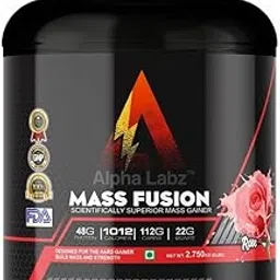 Alpha Labz High Protein & High Carbs Mass Gainer For Muscle Mass Gain and Muscle Builder | 48g Protein, 22g BCAAs & Vitamin + Minerals | Gain Strength & Size | High Calories Formula with Vitamins & Minerals for Weight Gain | Weight Gainer for Women & Men [Rose, 2.75kg]-picture-18