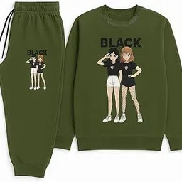 Women’s Pink Sweatshirt & Jogger Set – Casual Lounge Wear Co-Ord with Vogue Print | Comfortable Cotton Blend Tracksuit for Travel & Sports-picture-41