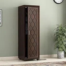 HAVORI FURNITURE Wooden Single Door Wardrobe Organizer for Storage with 2 Shelves & Hanging Space - Sheesham Wood Cupboard for Bedroom - Wooden Almirah Organizer for Clothes Storage (Design 54)-image-96
