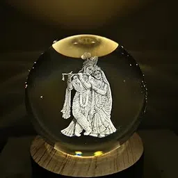 CARTSHOPPER 3D Crystal Ball Night Light with Wooden Base, Aesthetic Clear LED Lamp for Home and Bedroom Touch Switch, Warm Light for Kids and Teens Perfect Birthday & Anniversary (Radha Krishna)-picture-48