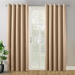 haus & kinder 100% Polyester Blackout Solid Curtains - 5Ft Long Set Of 2, Sound Proof, Thick, Ecur Color, 4Ft X 5Ft-picture-50