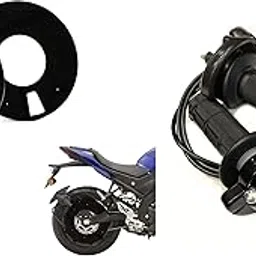 Acube Mart Domino Motorcycle Twist Quick Throttle Grip With Cable Handlebar Accelerator With Engine On/Off Button Black with Acrylic WHEEL DISC cover for 17inch wheel, black 17A-1-picture-11