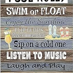 Dyenamic Art Inspirational Pool Rules - Swimming Pool Metal Sign Indoor or Outdoor Decor Poolside Sayings (12x18)-picture-27