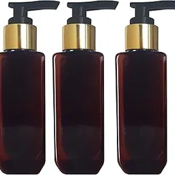 marksclear Zenvista 100 ml Amber Color Bottle Glass Finish with Gold Platting Black Dispenser Pump for Liquid Hand wash/Shampoo/Conditioner/Pack of 3-picture-31