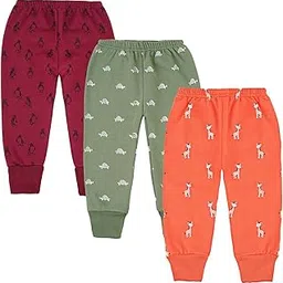 littlekart Kid's FLEECE Thermal Pajama/Pajami Pant with Rib Pants for Baby Boys & Girls - Multicolor (Pack of 3) image 1