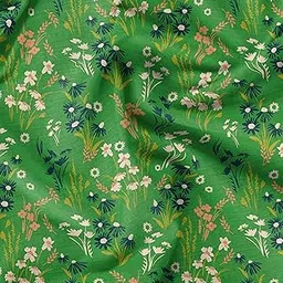 Soimoi Floral Print - Green, Premium Cotton Cambric Fabric - Medium Weight Material for Quilting, Kurtis, Blouse, Kids Clothing, Tunic, Curtains - 42" Inch Wide, 1 Meter-picture-11