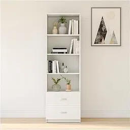 Amazon Brand - Solimo Engineered Wood Book Shelf with 4 Open Shelves & 2 Drawers, White Finish, Multipurpose Storage Rack for Living Room & Study – 178 cm Tall | DIY (Do-It-Yourself)-image-14