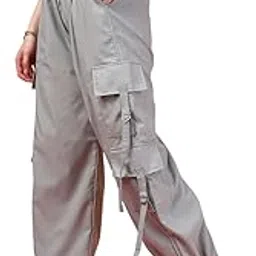 kaali peeli Solid 6 Pocket Parachute Fit Cargo Pants image 1