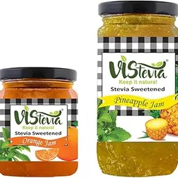 Vistevia Sugar-Free Orange & Pineapple Jam | Pack of 2 - 220g & 400g | | Diabetic & Keto Friendly | Sweetened with Stevia | 100% Natural | More Than 60% Whole Fruit | Tastes Delicious-picture-28