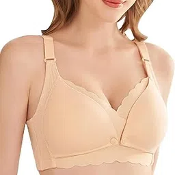 eleg & stilance Women's Cotton Maternity Feeding Bra Lightly Padded Nursing Wirefree Yoga Front Open Bras-picture-28