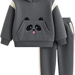 bold n elegant Unisex Child Jogging Suit Warm Velvet Fleece Zipper Sweatshirt Hoodie Tshirt and Jogger Pant Winter Clothing Set-picture-30