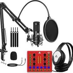 Audio Array Professional Bundle with Sound Card Condenser Mic, Studio Headphones & Boom Arm | Bluetooth Sound Card with Voice Effects & Noise-Control Monitoring for Streaming Recording Podcasting-picture-34