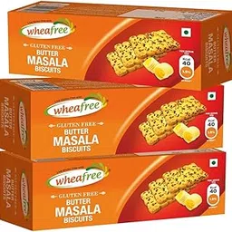 Wheafree Gluten Free Butter Masala Biscuits (Pack of 3) | Tasty, Crunchy and Flavoured Biscuits | Best Tea time Snacks | Nutritious | 360g | 100% Vegetarian and Gluten Free Ingredients image 1