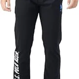 u.s. polo assn. Men's Regular Fit Mid Rise Drawstring Waist Brand Print Lounge Regular Track Pants - Pack of 1-picture-25