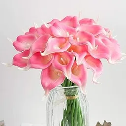 Simran Handicrafts 10 Pcs Artificial Calla Lily Flowers Bunch for Vase and Flower Pots (33 cm Each, Pink) - Home Decor Item for Living Room Centerpiece Table Decorations (Pot Not Included) Silk-picture-25