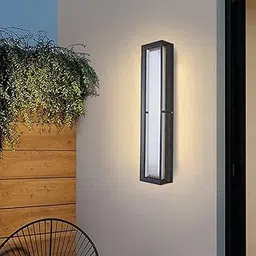 Harold Electricals 12W Modern Ellipse Glow 24 Outdoor Facade Light | Black Body Wall Scone Lamp for Living Room, Bedroom, Bedside, Restaurant, Bathroom & Corridor - Rectangular Shape (Warm Light)-image-10