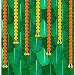 Background Decoration Cloth for Birthday Haldi Engagement Pooja Decoration Background Cloth Fabric Banana Leaf Cloth-image-39