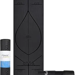 Fitness Mantra® TPE 6mm Body Alignment Lines Yoga Mat with Cover Bag for Gym Workout and Yoga Exercise for Men & Women Fitness| 1 Piece| 6mm| 24"x72"| Alignment Lines | Black Color|-image-59