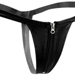 ujeavette 3xSexy Women Leather Zipper Open Front Thong Underwear G String T Back Black-picture-55