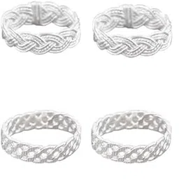 nikyanka white alloy rhodium designer adjustable toe ring for women - combo of 2-picture-23