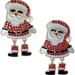 el regalo Cute Santa Moving Earrings for Women & Girls | Christmas Festive Dangle Earrings | Santa Claus Red & White Enamel Earrings with Moving Hands & Legs | Holiday Jewelry-picture-22