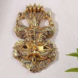 GELLON Kirtimukha For Home Door In Aluminium Metal, Kirtimukha Wall Hanging For Home Decor (Golden)-picture-29