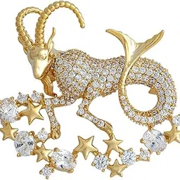 kushal's Fashion Jewellery White Gold Polished Copper Trendy Zircon Saree Brooch, Best for Bridal Wear & Special Occasion - 449863-picture-19