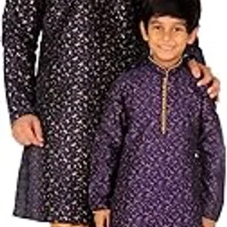 pro-ethic style developer Men's & Boys Silk Floral Baap Beta Kurta Pajama Set | Father Son Matching Dresses | | (B-111)-picture-10