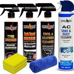 Kangaroo® Premium Car Care Kit Include (Dashboard Dresser + Tyre Dresser + Vinyl Leather Cleaner + AC Vent & Duct Cleaner) 400 ML Each Save Your TIME and Money to FIND Separately-picture-19