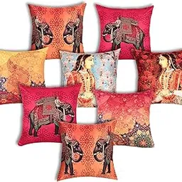 SEJ by Nisha Gupta HD Digital Print Silk 16" by 16" Cushion Cover - Multicolor-picture-50