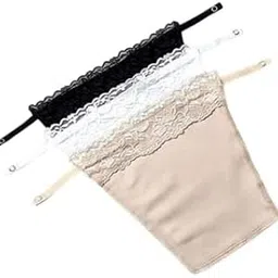 Dhvanit Enterprise. Set of 3 Cotton Camisoles for Women – Black, Beige & White | Deep Neck Cleavage Cover with Built-in Bra | Clip-On Mock Lace Inner Slip | Comfortable, Breathable, Everyday Wear.-image-20