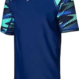 Speedo Boy's Endurance10 Hyperboom Print Short Sleeve Suntop | Chlorine Resistance | Shape Retention Fabric | UPF 40+ Sun Protection-picture-23