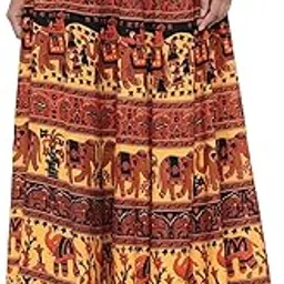 jabama Women's Cotton Printed Casual Long Maxi Skirt-picture-12