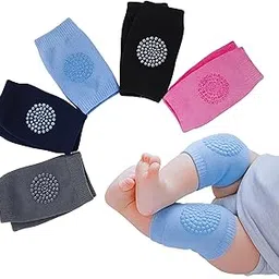 Windson Baby Knee Pads Set of 2 Pairs for Toddlers, Baby Elbow & Knee Protector, Anti-Slip Silicone Dots, Knee Support for Crawling & Walking, Soft, Stretchable, Breathable Leg Warmers (Multi-Colour) image 1