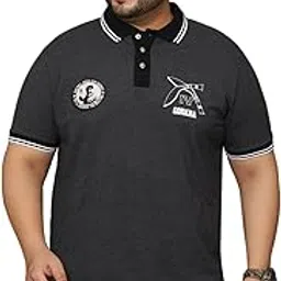 bigbanana Men's Plus Size Solid Grey Half Sleeve Polo Tshirt-picture-27