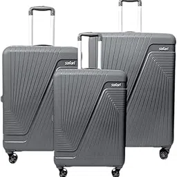 PP Hard Shell 4 Wheels 360 Degree Safari Zion Trolley Bag for Travel, Grey with 7.5 Years Warranty (Dark Grey, Set of 3), 70 cm-picture-37