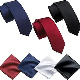 young arrow Handcrafted Solid Microfiber Matte Finish Necktie & Pocket Square Set – 3 Microfiber Ties + 4 Satin Pocket Squares – Minimalist Design for Gentlemen's Wardrobe.-picture-22