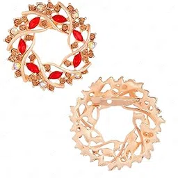 vama FASHIONS Golden Crystal Red Stone Saree Brooch Pins Floral Coat Suit Dress Gown Shawl Wedding Bridal Brooch for Women & Girls-picture-14