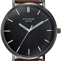 sonata Poze Quartz Analog Black Dial Tan Leather Strap Watch for Men-picture-37