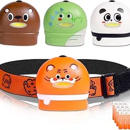 KunHe H4 Toddlers COB Headlamp for Kids Pack of 4 Camping Headlamp 50 Lumen Cute Animal Headlamp for Girls Boys Gift for Kids-picture-23