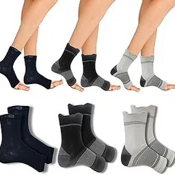 Ecosync Open Toe Bamboo Cotton Neuropathy Compression Socks (Pack of 3) - Black + Black + Classic Trio | Moisture-Wicking, Breathable, Pain Relief, Anti-Bacterial, Unisex, Eco-Friendly & Durable-image-21