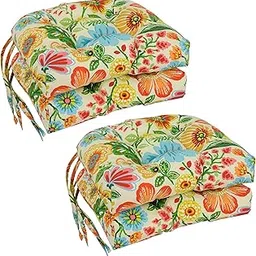 Blazing Needles 16-inch Rounded Back Tufted Outdoor Chair Cushion, 16 x 16, Gregoire Chamomile 4 Count-image-9