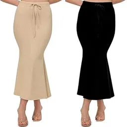 alyne Blended Saree Shapewear Petticoat for Women, Women's Blended FullElastic with Drawstring Saree Shapewear, Skirts for Women,Shape Wear Dress for Saree (Pack of 2)-picture-22