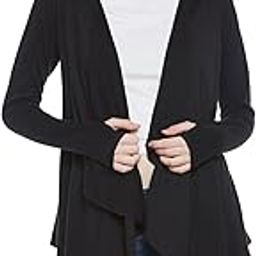 hypernation Black Color Cotton Waterfall Shrug for Women-picture-36